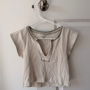 Urban Outfitters Cream Ribbed Crop Top